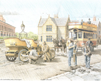 Nostalgia A Street Scene Cars and Horse Drawn Trams Pack of 6 Prints Size 10 x 8 - 2924