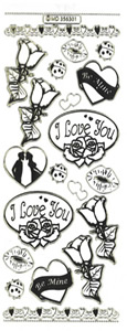 I Love You- Hearts- Single Roses-Lips-Silhouette of a couple Embossed Gold - 247G-Peel