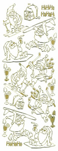 Happy Santa-Father Christmas -Skiing-Sleighing-holidaying Gold - 277G-Peel