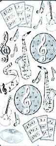 Musical Notes-Musical Instruments-Sax-Volin-Sheet Music Embossed Gold - 293G-Peel