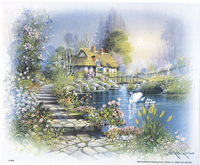 Cottage and Swan Family 1050 Print Size 10 x 8 - 2966