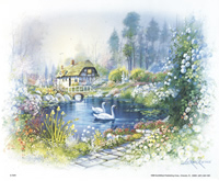 Cottage and Swans 1049 Print Size 10 x 8 - 2967