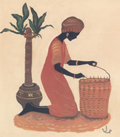 Lady Kneeling Repairing the basket 1 pack of 6 prints - 2974