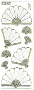 Large Fans Gold Transparent Stitch Embroidery Peel off - 324GT-Peel