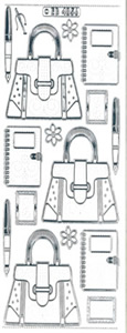 Handbag/ Dairy/Pen Silver Transparent Stitch Embroidery Peel off - 329ST-Peel