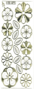 Flower Heads 2 Gold Transparent Stitch Embroidery Peel off - 330GT-Peel