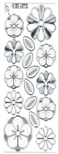 Flower Heads 2 Silver Transparent Stitch Embroidery Peel off - 330ST-Peel