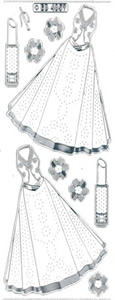 Evening Gown and Lipstick Silver Transparent Stitch Embroidery Peel off - 331ST-Peel