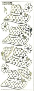 Flower Hats Gold Transparent Stitch Embroidery Peel off - 332GT-Peel