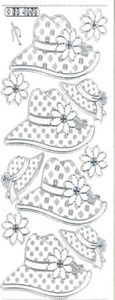 Flower Hats Silver Transparent Stitch Embroidery Peel off - 332ST-Peel
