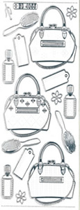 Hanbag and Brush Silver Transparent Stitch Embroidery Peel off - 333ST-Peel