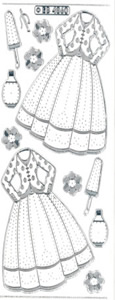Dress and Parasol Silver Transparent Stitch Embroidery Peel off - 335ST-Peel