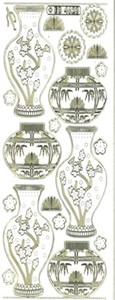 Oriental Vases Gold Transparent Stitch Embroidery Peel off - 336GT-Peel