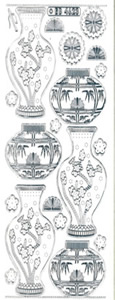 Oriental Vases Silver Transparent Stitch Embroidery Peel off - 336ST-Peel