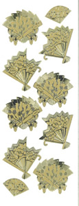 Fans With Flower Design Embossed Gold - 353G-Peel