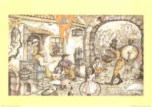 Anton Pieck The one man band Pack of 4 Prints Size 10 x 8 - 3560