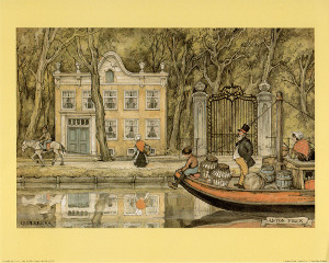 Anton Pieck Boat on the river Pack of 7 Prints Size 10 x 8 - 3608