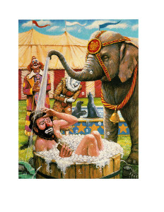 Circus Clowns Sudden Shower Print Size 10 x 8 - 3661