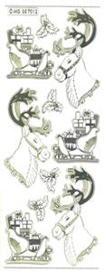 Reindeer and Sleigh Embossed Gold - 385G-Peel