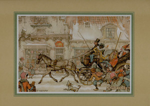 Anton Pieck St Nicolas and Black Peter Print Size 9 x 12 Pack of 5 prints - 4012