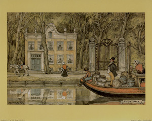 Anton Pieck Boat on the River Print Size 10 x 8 Pack of 5 Prints - 4020