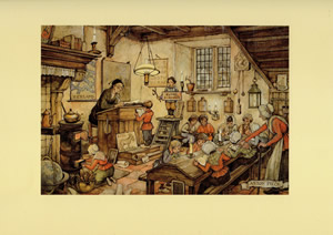 Anton Pieck School Room Pack of 7 prints Size 12 x 9 - 4054