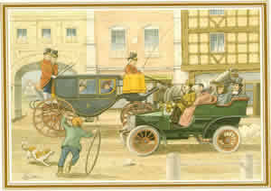 Street Scene Car and Carriage Pack of 6 prints Size 10 x 8 - 412