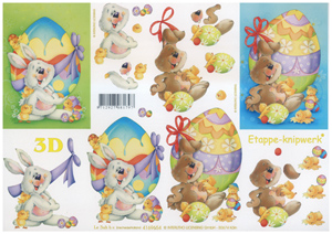 Easter Chicks - Bunnies- Egg A4 Sheet - 4169654 B