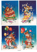 Wrapping sheets 4 different design to a sheet repeated 9 times - 417034