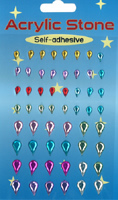 Tear Drops Self adhesive Gem Stones Mediun x 36 Large x 24 All in the same pack - 4502