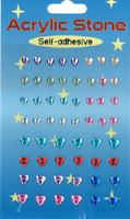 Hearts Self adhesive Gem Stones Medium x 32 Large x 24 All in the same pack - 4503