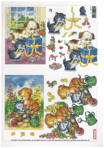 Dog Cat With Presents A4 Sheet - 462775 B