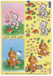 Cute Cat and Dog A4 Sheet - 462827 B