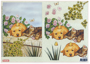 Pups and Kittens on Wall A4 Sheet - 462843 B