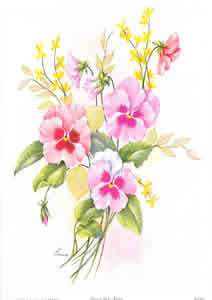 Pansies 111 By Reina Pack of 5 prints Size 10 x 8 - 486