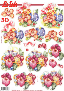Le Suh Diecuts Christmas Candles, Baubles and Flowers A4 Sheet - 680044