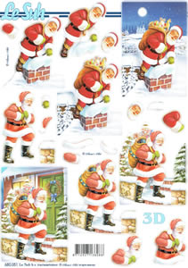 Le Suh Diecuts Father Christmas Delivering Presents A4 Sheets - 680051