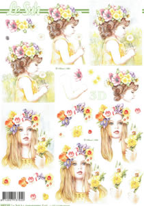 Le Suh Diecuts Flower Girls 1 A4 Sheet - 680065