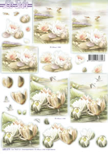 Le Suh Diecuts Water Lilies and Birds A4 Sheet - 680079