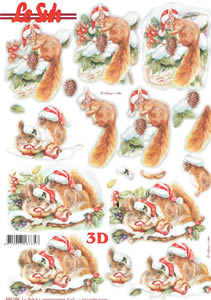 Le Suh Diecuts Squirrels at Christmas Time A4 Sheet - 680096