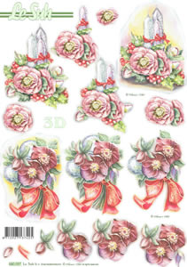 Le Suh Diecuts Candles, Flowers And Merry Christmas Ribbons A4 Sheet - 680097