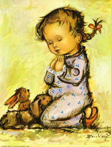 Little Girl Praying 1904 Print Size 8 x 6 - 753