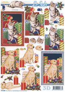 Cat and dog amongst the Presents A4 Sheet - 777446
