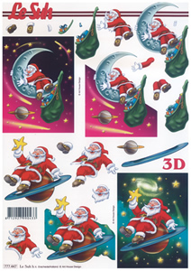Father Christmas in the nights sky A4 Sheet - 777447
