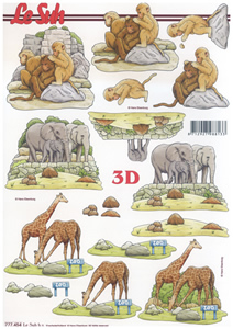 Monkey Elephants Giraffes A4 Sheet - 777454