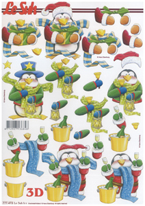Christmas Penguin ready to celebrate A4 Sheet - 777473