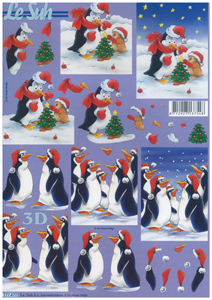 Penguins Celebrating Christmas A4 Sheet - 777477