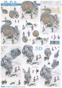 Rabbits and Bunnies in Snow A4 Sheet - 777491