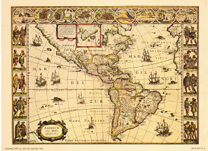 Old World Map 3 America 7065 Print Size 8 x 6 - 786