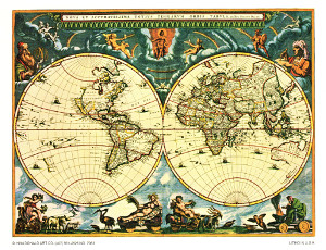 Old World Maps 4 World Print Size 8 x 6 - 787